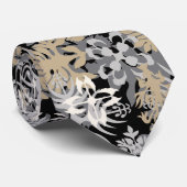 Anahola Bay Hawaii Abstraktes Floral Black Krawatte (Gerollt)