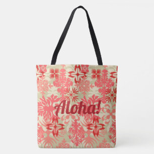 Anahola Bay Hawaiian Abstrakt Floral Coral Tasche