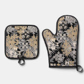 Anahola Bay Hawaiian Abstrakt Floral Neutral Ofenhandschuh & Topflappen-Set (Vorderseite)