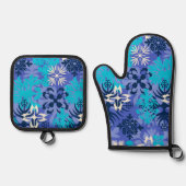 Anahola Bay Hawaiianische Abstrakte Flora Lila Ofenhandschuh & Topflappen-Set (Vorderseite)