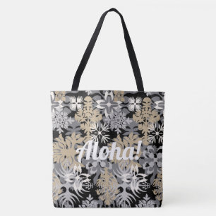 Anahola-Bucht Hawaiian Abstract Floral Schwarz Tasche