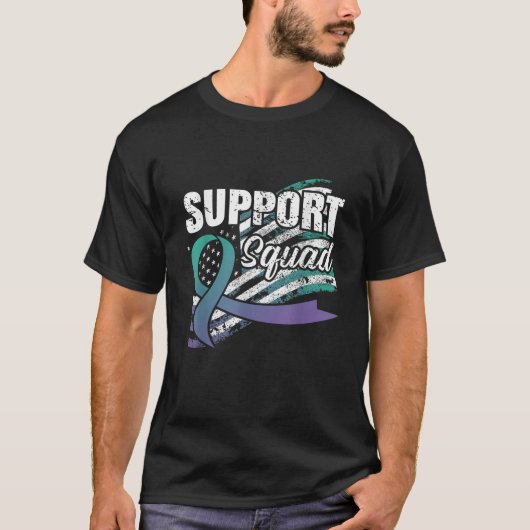 Anal Cancer Support Squad USA Flag Awareness Ribbo T-Shirt (Vorderseite)