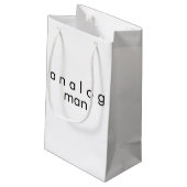 Analog Man White Kleine Geschenktüte (Rückseite Schrägansicht)