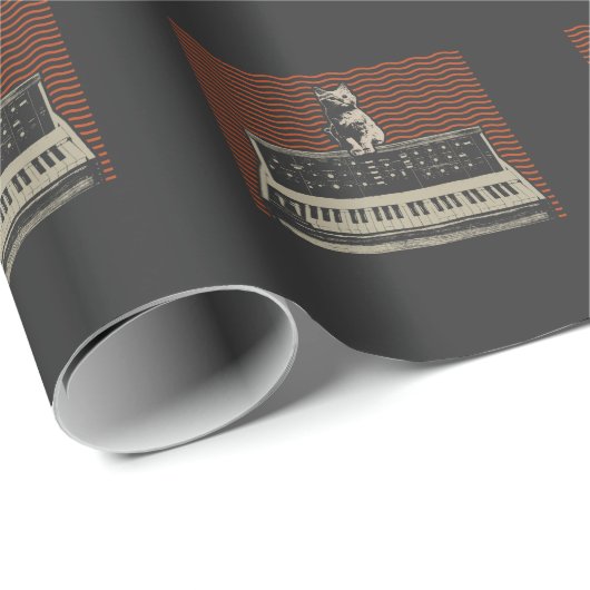 Analog Modular Synthesizer Cat Music Producer Geschenkpapier (Rolleneckpunkt)