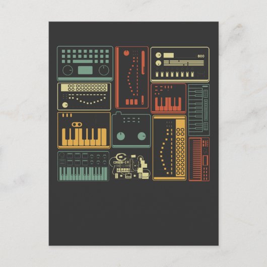 Analog Modular Synthesizer Music Producer-Tastatur Postkarte (Vorderseite)