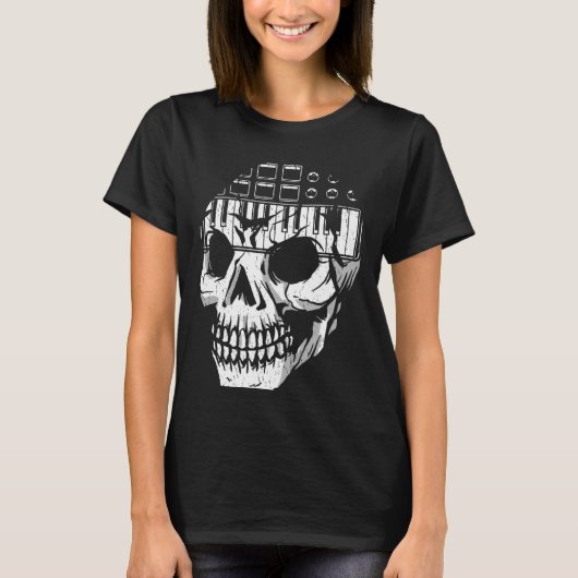 Analog Modular Synthesizer Skull Music Synth Nerd T-Shirt (Vorderseite)
