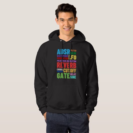 Analog Modular Synthesizer Words Techno Rave Syn Hoodie (Vorne ganz)