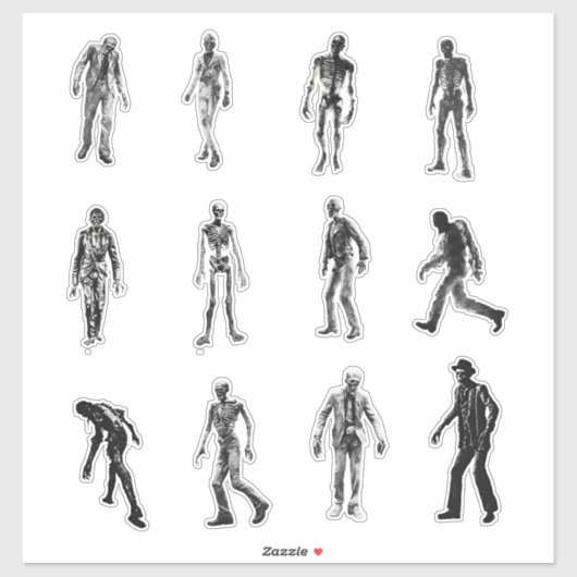 Analoger Horror Zombie Stickers Aufkleber (Blatt)