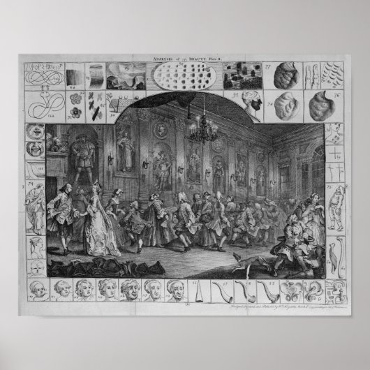 Analyse der Schönheit, Blatt II, 1753 Poster (Vorne)