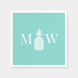 Ananas #11 Paar 2 Anfangsmonogramm DIY Farben Serviette