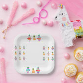 Ananas, 7" quadratische Papierplatte Pappteller (Party)