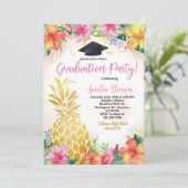 Ananas Abschluss Foto Einladung Tropische Lua (Stehend Vorderseite)