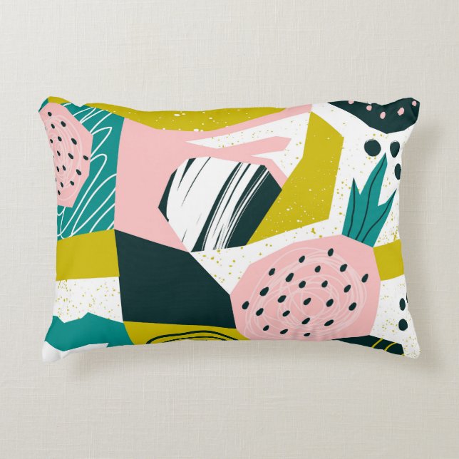Ananas Abstrakt: farbenfrohe nahtlose Patchwork Dekokissen (Vorderseite)