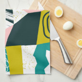 Ananas Abstrakt: farbenfrohe nahtlose Patchwork Geschirrtuch (Viertel Falte)