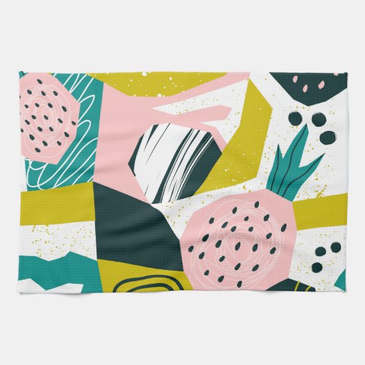Ananas Abstrakt: farbenfrohe nahtlose Patchwork Geschirrtuch (Horizontal)