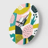 Ananas Abstrakt: farbenfrohe nahtlose Patchwork Große Wanduhr (Winkel)