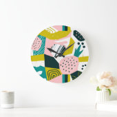 Ananas Abstrakt: farbenfrohe nahtlose Patchwork Große Wanduhr (Zuhause)