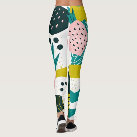 Ananas Abstrakt: farbenfrohe nahtlose Patchwork Leggings (Rückseite)