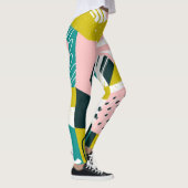 Ananas Abstrakt: farbenfrohe nahtlose Patchwork Leggings (Rechts)
