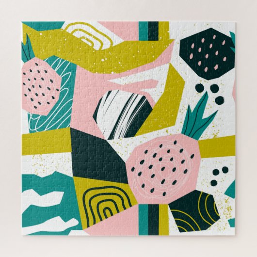 Ananas Abstrakt: farbenfrohe nahtlose Patchwork Puzzle (Vertikal)