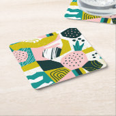 Ananas Abstrakt: farbenfrohe nahtlose Patchwork Rechteckiger Pappuntersetzer (angewinkelt)