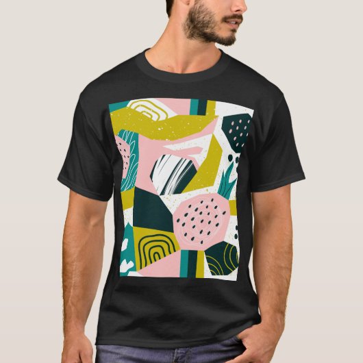 Ananas Abstrakt: farbenfrohe nahtlose Patchwork T-Shirt (Vorderseite)