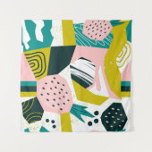 Ananas Abstrakt: farbenfrohe nahtlose Patchwork Wandteppich (Vorderseite (Horizontal))