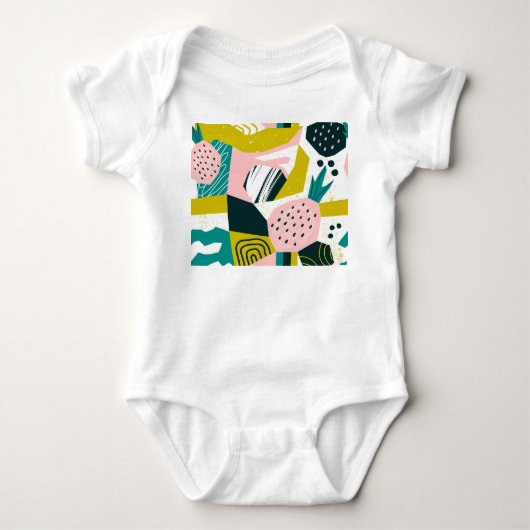 Ananas Abstrakte: Farbige Nahtlose Patchwork Baby Strampler (Vorderseite)