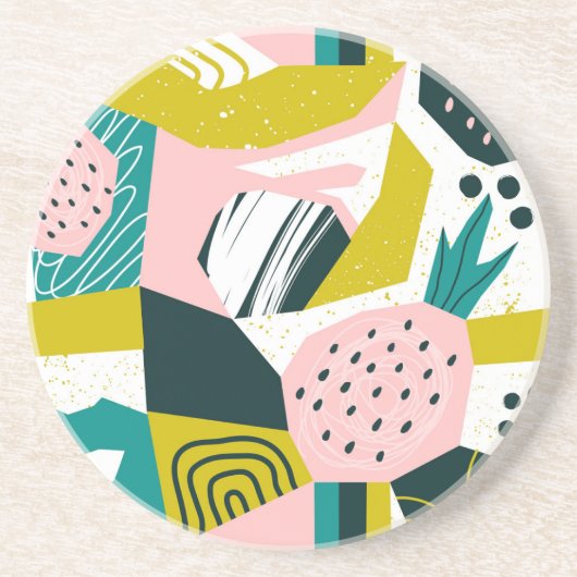Ananas Abstrakte: Farbige Nahtlose Patchwork Getränkeuntersetzer (Vorne)