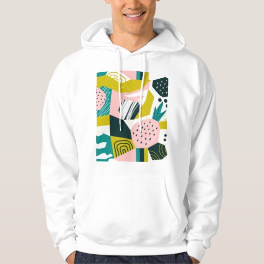 Ananas Abstrakte: Farbige Nahtlose Patchwork Hoodie (Vorderseite)
