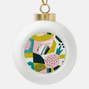 Ananas Abstrakte: Farbige Nahtlose Patchwork Keramik Kugel-Ornament
