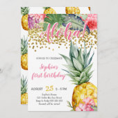Ananas Aloha Aloha Luau Geburtstag Einladung (Vorne/Hinten)