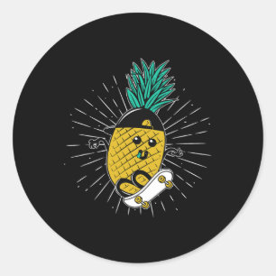 Ananas Aloha Beach Hawaii Skateboarding - Ska Runder Aufkleber