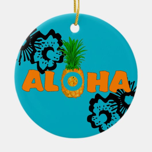 Ananas Aloha - Strand Weihnachtsgeschmack Keramikornament (Vorne)