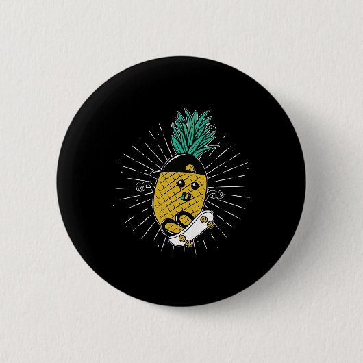 Ananas Aloha Strände Hawaii Skateboarding - Ska Button (Vorderseite)