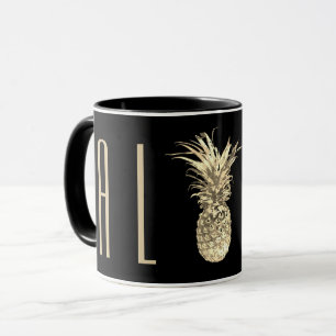 Ananas-Aloha tropische Goldtopographie Tasse