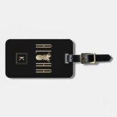 Ananas-Aloha tropisches Goldmonogramm-Schwarzes Gepäckanhänger (Vorderseite horizontal)