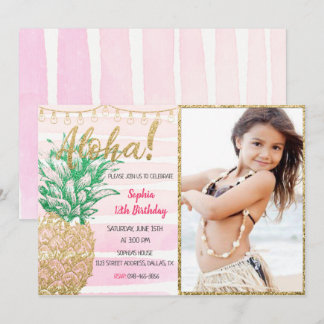 Ananas Aloha zum Geburtstag Einladung mit Foto