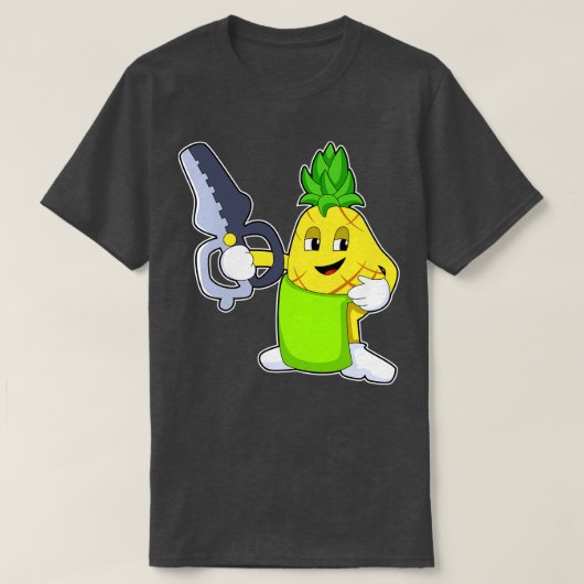 Ananas als Friseur mit Schere Razor T-Shirt (Design vorne)