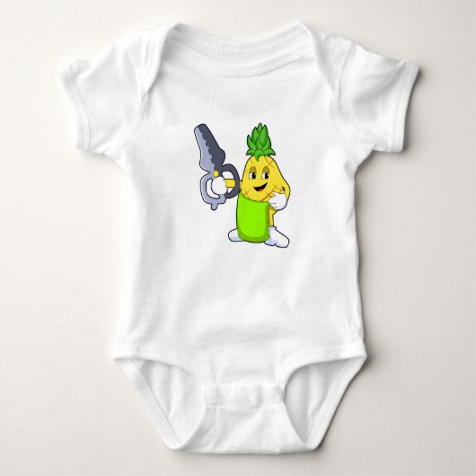 Ananas als Friseur mit Scheren & Razor Baby Strampler (Vorderseite)