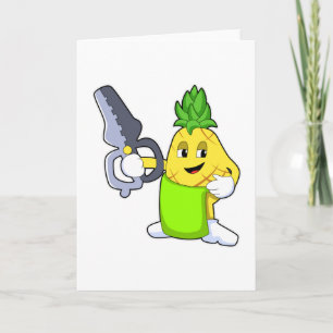 Ananas als Friseur mit Scheren & Razor Karte