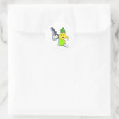 Ananas als Friseur mit Scheren & Razor Runder Aufkleber (Tasche)