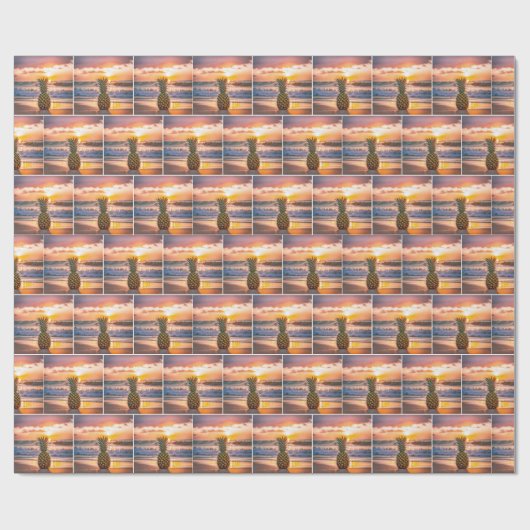 Ananas am Sunset Beach Geschenkpapier (Flach)