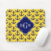 Ananas-Ananas-Ananas-BG, Navy-3-Monogramm Mousepad (Mit Mouse)
