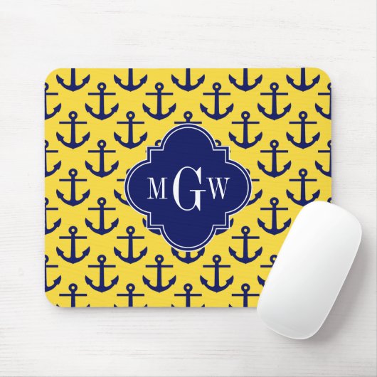 Ananas-Ananas-Ananas-BG, Navy-3-Monogramm Mousepad (Mit Mouse)