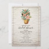 Ananas-Ananas-Blumenziegel Tropisches Brautparty Einladung (Vorderseite)