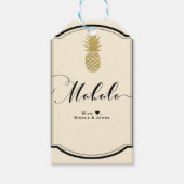 Ananas-Ananas-Creme Schwarz Tropical MAHALO ALOHA Geschenkanhänger (Vorderseite)
