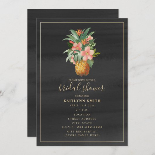 Ananas-Ananas-Flora Tropisches Brautparty Einladung (Vorne/Hinten)