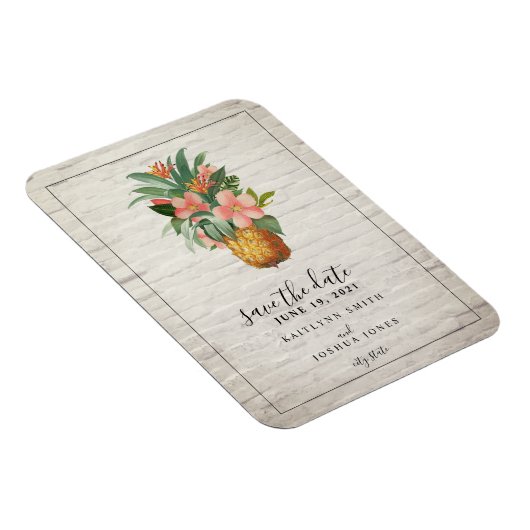 Ananas-Ananas-Hochzeit spart das Datum Magnet (Rechte Seite)