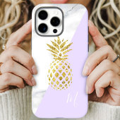 Ananas-Ananas-Marmorpastel Lila Monogramm Case-Mate iPhone Hülle